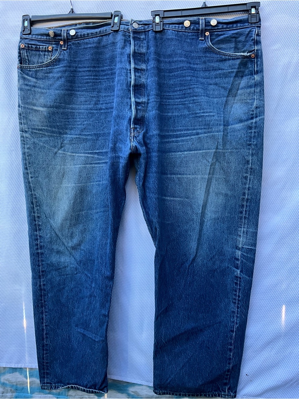 Vintage Y2K Levis 501 Button Fly Jeans Mens 58x34 Big & Tall Medium Wash Denim